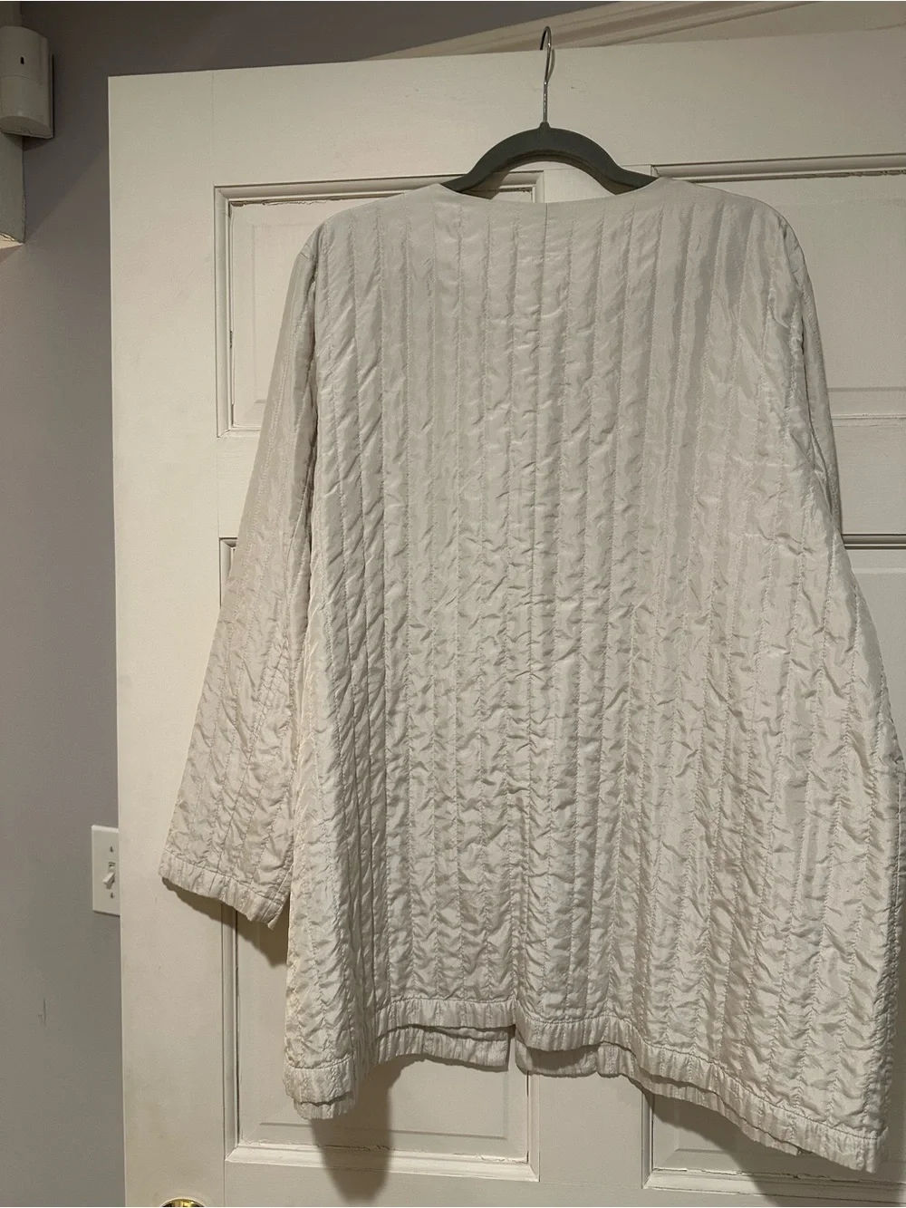 Eileen Fisher Quilted Collarless Silk Jacket in Ivory - Picture 6 of 6